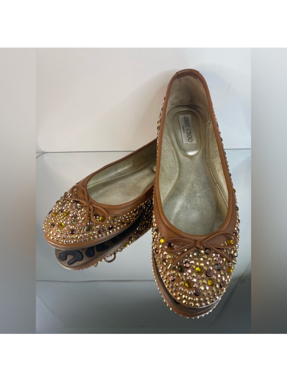 Jimmy Choo Brown Embellished Ballerina Flats size 40